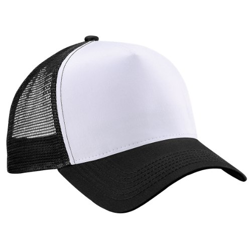 Beechfield – Gorra con paneles de red – para hombre, blanco y negro, talla única