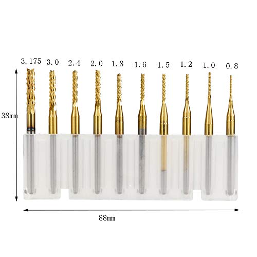 Bestgle Fresa de carburo Molino de extremo Fresa titanio recubierto brocas conjunto Micro Rotary CNC fresas de corte bits de grabado talla taladro herramientas 0.8-3.175 mm