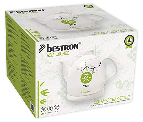 Bestron Tetera Hervidora de Agua, Diseño Asiático, Asia Lounge, 1800 W, 0.8 litros, cerámica