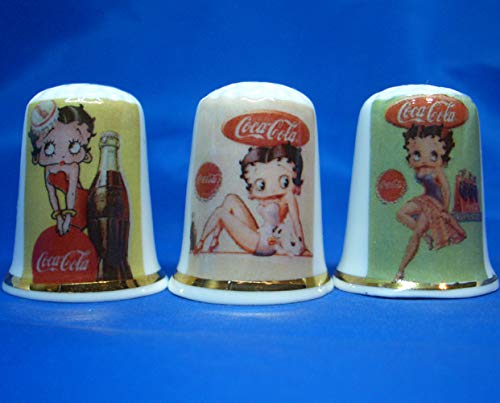 Betty Boop & Coca Cola - Juego de 3 dedales de Porcelana China