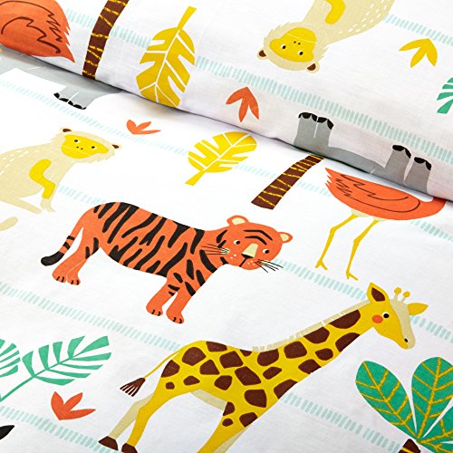 Bloomsbury Mill - Juego de Cama para niño - Funda nórdica y Funda de Almohada 120cm x 150cm -Aventura en el Safari - Animales de la Selva