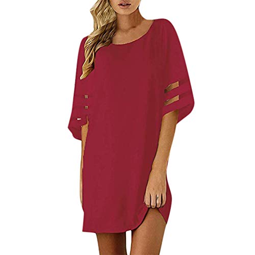 Blusa con Panel de Malla de Hombro frío para Mujer 3/4 Vestido de Camisa Suelta con Manga de Campana Vestido Casual Slim Vestido de Citas Fiesta para Noche Vestido de Novia Fiesta o cóctel Boda