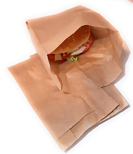 Bolsa de papel kraft antigrasa 14x24 cm para alimentación, hamburguesa,kebab, sandwich (250 uds)