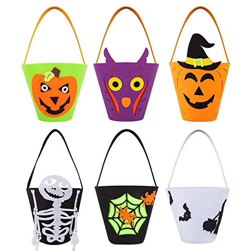 Bolsa de Truco o Trato de Halloween de 6 Piezas, Bolsa de Asas portátil paraDulces, Suministros de Fiesta de Halloween no tóxicos para niños, niños y niñas