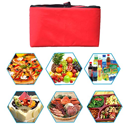 Bolsa para llevar pizzas, de 40,6 cm, extra grande, bolsa con aislamiento para entrega de comida a domicilio Tamaño libre rosso