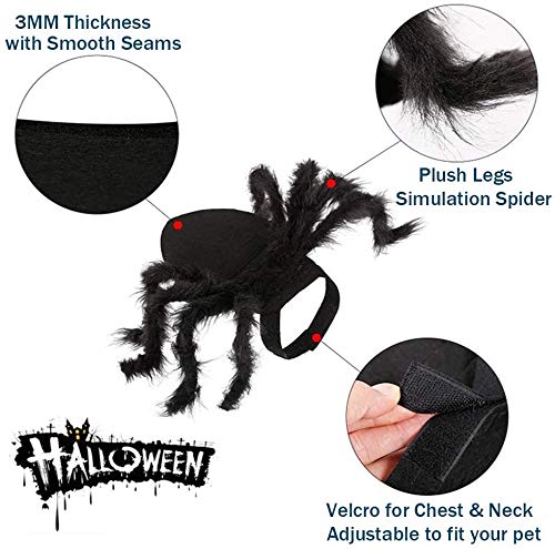 BRONG - Disfraz de Halloween para gatos y perros pequeños, diseño de araña, ajustable, para Halloween, cosplay, decoración de fiesta (S)