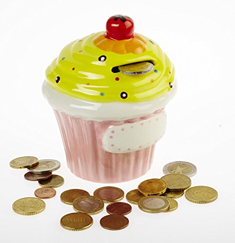 by de bers Cupcake – La Hucha Multicolor – En 6 combinaciones, Hucha Hucha o caja de Ahorros en diseño especial, como regalo, cerámica, rosa-gelb