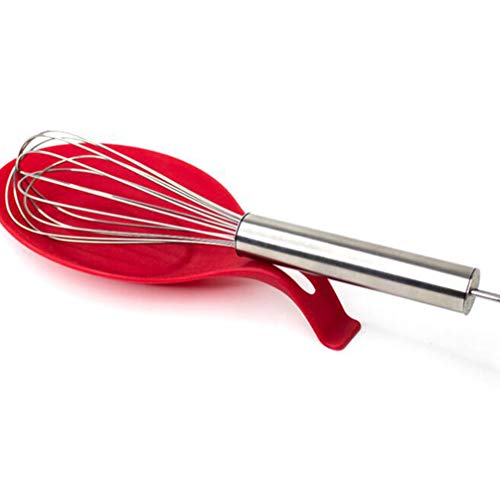 Cabilock 2 Piezas de Silicona para Cuchara Reposa Utensilios de Cocina Soporte para Cuchara para Restaurante de Cocina en Casa (Rojo + Negro)