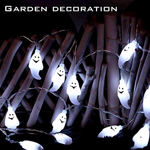 Cadena De Luces Fantasma Led, 20 LED 3 M Halloween Light String de Blanco Cálido, Luces de Cadena Fantasma de Halloween para decoración de Interiores y Exteriores Navidad, Partido Megade (Blanco)