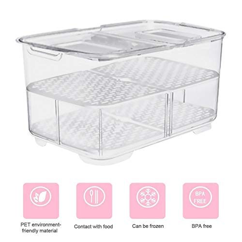 Caja de almacenaje De Drenaje de plástico Sellado refrigeradores Dobles Cocina de Almacenamiento de Drenaje de la Caja de almacenaje frigorífico Vegetal del envase Tapa Organizador (Color : L)