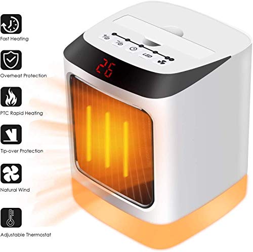 Calefactor Cerámico,Fan Heater,Portátil Estufa Eléctrico Calefactor Cerámicos Calefacción de Termoventilador con Digital Termostato Ajustable para Oficina/Casa/Garaje