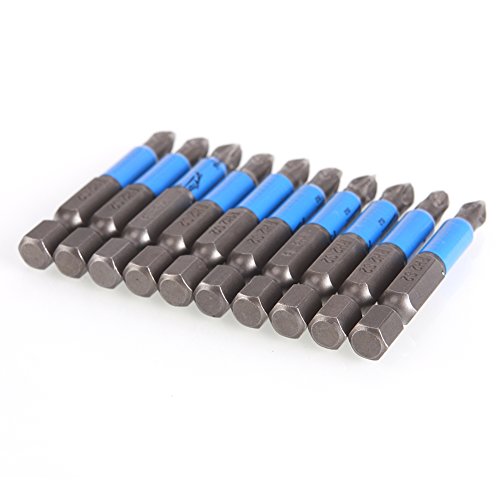 CALISTOUK - Juego de 10 puntas de destornillador eléctrico antideslizantes (50 mm, PH2), color azul