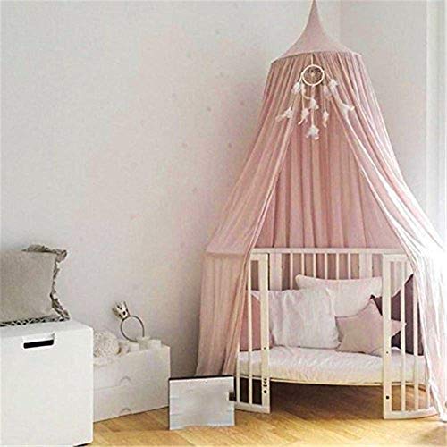 Cama con Dosel para Niños, Juego para Bebés, Interiores o Exteriores, Decoración de la Cama y del Dormitorio, (Altura de 240 cm, Superior: 152 cm, Inferior: 265 cm). rosa