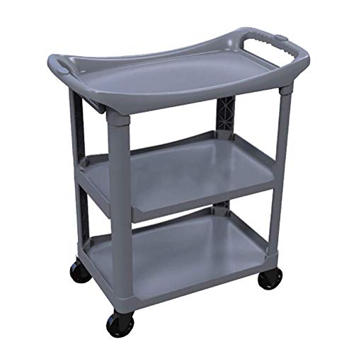 CART Carro ， Carro médico ， Coche comedor ， Recoger ， Herramienta Carro médico Carro para hostelería de 3 niveles con manija, Servicio de limpieza multifunción gris Carro de recogida de ropa con rued