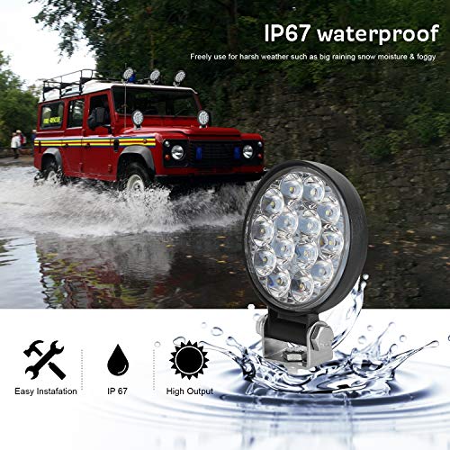 CICMOD 4 Pzs Faro LED Trabajo, 12V 24V 42W 6000lm Focos LED Tractor IP67 Impermeable per Off-Road SUV UTV ATV Camión Redondo