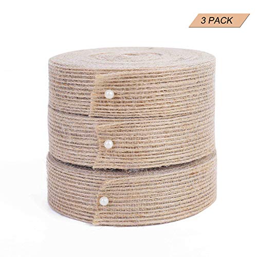 Cinta de Arpillera 3 Rollos Rollo de Cinta natural para Decoración de Boda Eventos Fiesta y Hogar 10m x 2cm