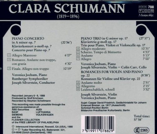 Clara Schumann: Piano Concerto, Piano Trio & 3 Romances