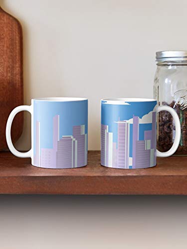 ClownZii Blue Building Metropolis Sky City Cityscape Skyline Town Taza de café con Leche 11 oz