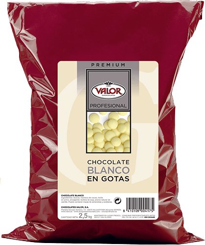 Cobertura de Chocolate Blanco en Gotas - Valor. Pack 2,5 Kg