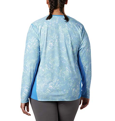 Columbia Solar Chill 2.0 Camisa de Manga Larga para Mujer Solar ChillTM 2.0 de Manga Larga, Mujer, 1842091, Impresión estática Azul, Small