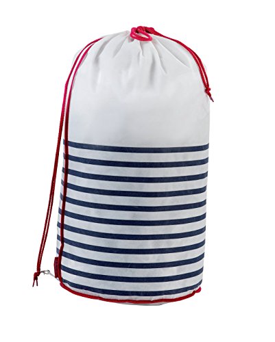 Compactor Bolsa para la Colada, Marinero, Polipropileno, Diámetro 35 x H.70 cm, RAN5300, Non Woven 75Gm, Blanco/Azul, 35 cm