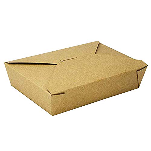 Contenedores desechables de papel Kraft para llevar - Contenedores de comida para llevar calientes y fríos - Diseño a prueba de fugas para el almuerzo en la carretera, 200 x 140 x 45 mm, paquete de 25