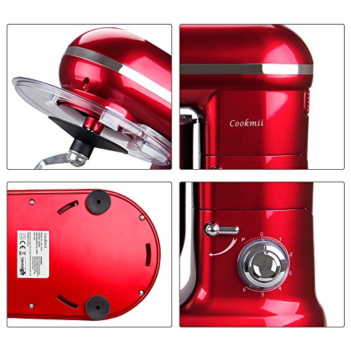 Cookmii Batidora Amasadora Repostería, Amasadoras de pan Práctica, Robot de cocina Multifuncional, Amasadoras de pan Profesional Estable Rápido, 6 Velocidades 5.5L Solid Max 1090W