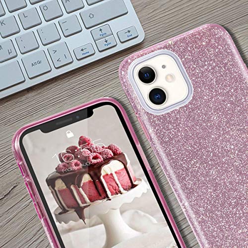 Coovertify Funda Purpurina Brillante Rosa iPhone 11, Carcasa Resistente de Gel Silicona con Brillo Rosa para Apple iPhone 11 (6,1")