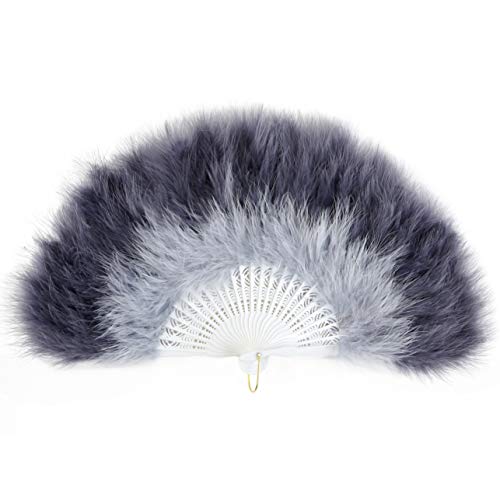 Coucoland 1920s - Abanico de pluma para mujer, abanico plegable con pluma, ventilador de pluma, accesorio de Great Gatsby Party