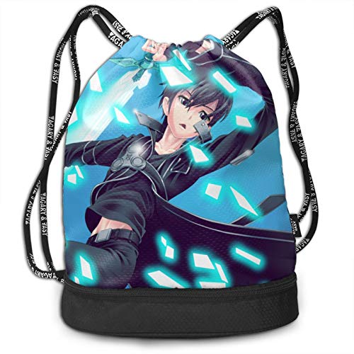 CrazyCoolArt Sword Art Online Kirigaya Kazuto mochila con cordón paquete de mochilas portátil de ocio de almacenamiento de viaje bolsas de hombro de 35 x 45 cm