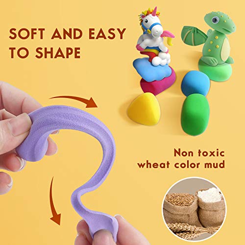 CROSOFMI Plastilina Arcilla Polimerica para Modelar Secado al Aire 24 Colores Pasta para Modelar sin Horno Herramientas Accesorios Set Manualidades Niños y Niñas Mayores de 3 Años