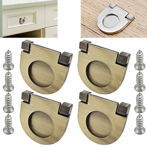 CTRICALVER 4pcs Manijas invisibles |Bronce Mini Tiradores de barra de Acero inoxidable | para puerta de armario armario cajón asas Pack Set Mobiliario de oficina-Con tornillos (35mm)