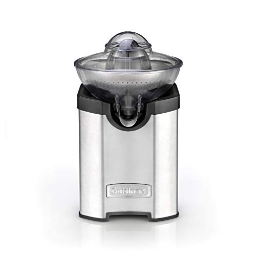 Cuisinart CCJ210E Exprimidor eléctrico de acero inoxidable con función Turbo, sistema antigoteo, todo tipo de cítricos, apto lavavajillas, apto con vaso alto