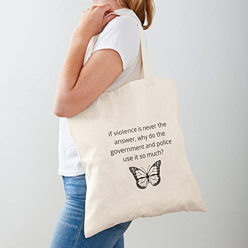 Cute Butterfly Matter Black Government Lives Police Murder Brutality Politics Violence Tote Cotton Very Bag | Bolsas de supermercado de lona Bolsas de mano con asas Bolsas de algodón durader