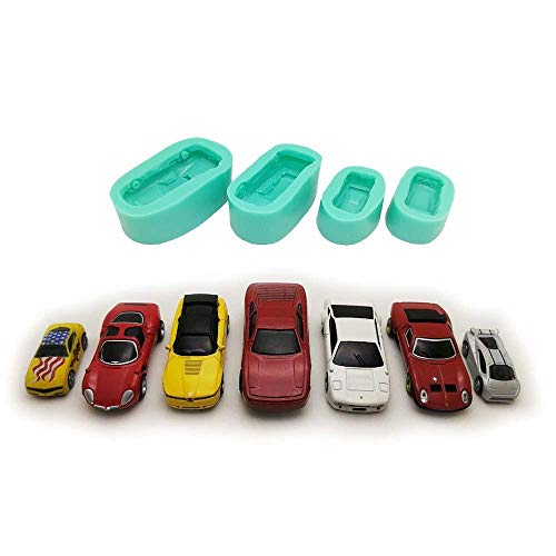 DACCU Moldes de Silicona en Forma de Coche para decoración de Tartas, Chocolate, Fondant, Deportes, Carreras, Coches, jabón, polímero, Arcilla, Herramientas para Hornear F0942xc