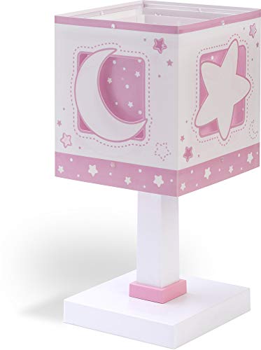 Dalber Lámparas Mesita Infantil Luna y Estrellas Moon Light Rosa, 40 W