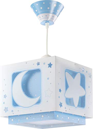 Dalber Moon Light Lámpara de Techo Infantil Luna y Estrellas MoonLight Azul, 60 W