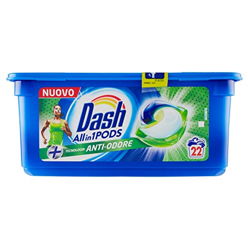 Dash PDS Allin1 - Detergente para lavadora en cápsulas + tecnología antiolor – 22 lavados