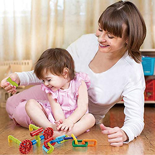 deAO Tubos de Construcción Tuberías de Juguete para el Aprendizaje y Actividades Creativas Infantiles Conjunto Stem de Formas Multicolores, Puzle 3D, Incluye 180 Piezas