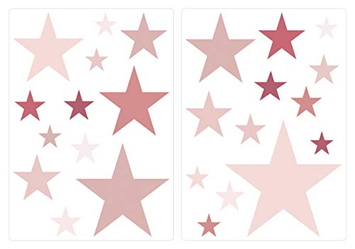 dekodino® Pegatina de pared estrellas rosa oscuro cuarto del bebé ornato set