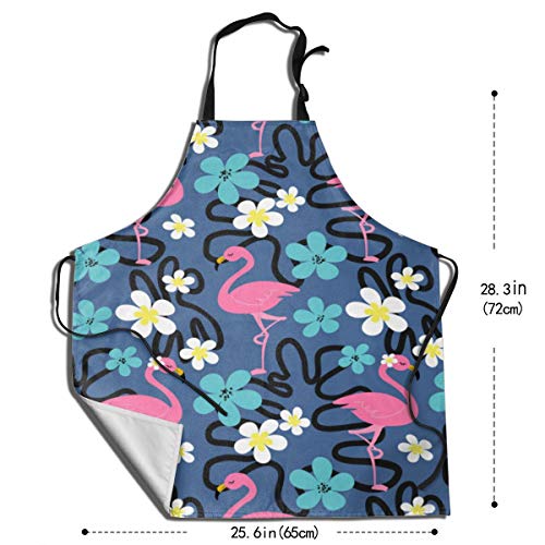 Delantal impermeable de verano con diseño de flamenco, ajustable, resistente a las gotas de agua, para cocinar, para mujeres, hombres y chef