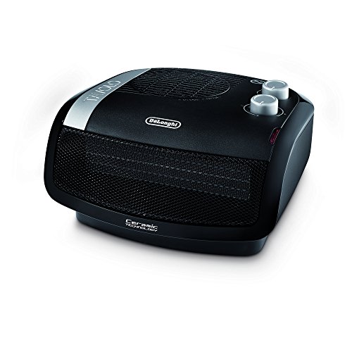 De'Longhi HTC4030 Calefactor cerámico, 1800 W, Acero Inoxidable, plástico, Negro