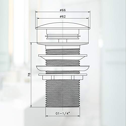 Desagüe para Lavabo de baño, Dalmo DDTP01TY Válvula Pop Up de Drenaje Cobre, Colador de Desagüe Anti-explosión y Anti-obstrucción, Conjunto de Desagüe para Fregadero sin Rebosadero de Cromo Pulido