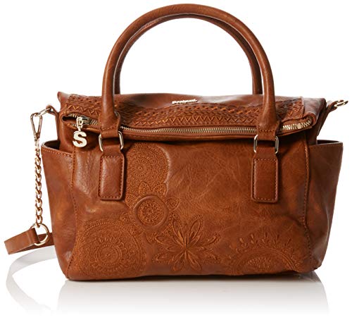 Desigual - Bols_dark Amber Loverty, Bolso Mujer, Marrón (Camel), 14x24x33 cm (B x H T)