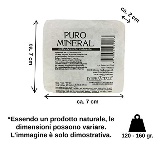 Desodorante de Alumbre de Amonio Natural en Piedra en Bruto - 120/160 gr - Puro Mineral - Cantitad: 1