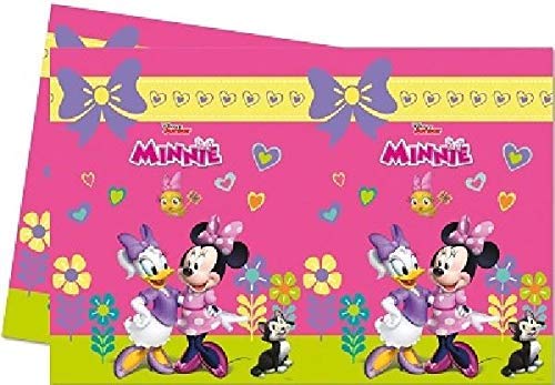 Disney Minnie Mouse Party Decoration Set-Platos Tazas Servilletas Mantel con Globos Gratis Velas Bombas de Globos-Sirve para 16 Invitados