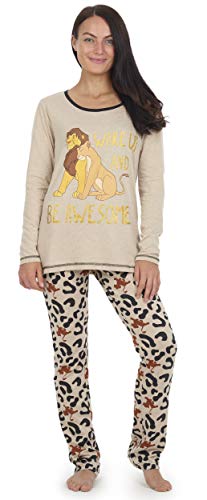 Disney Pijama Rey León para Mujer, Pijama Mujer, Pijama De 2 Piezas con Manga Larga Y Leggings con Estampado Animal, Ropa De Dormir De Algodón, Ropa De Salón Disponible En Talla 36 A 46 (44/46)