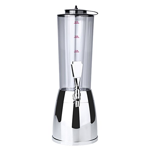 Dispensador de cerveza, 2.5L Dispensador de torre de cerveza transparente Dispensador de bebidas con tubo de hielo para bares, hoteles, KTV, familia, fiestas, fácil de limpiar(Plata)