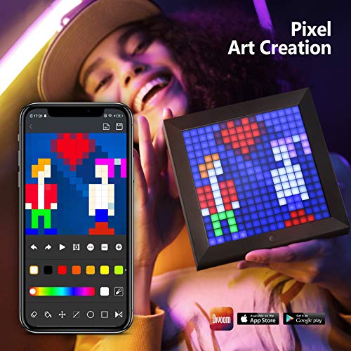 Divoom Pixoo Digital Pixel Art Frame con pantalla LED de 8.6in, control interactivo de la aplicación del teléfono móvil, creación personalizada de Pixel Art