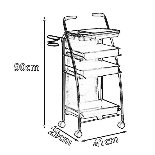 DJP Vehículos de Reciclaje, 4 Bandejas Balneario Del Salón de Peluquería de la Compra Carro de Uñas Sobre Ruedas, Secador de Pelo Holder, Tela Oxford Bolso Colgante, Recogida de Vehículos